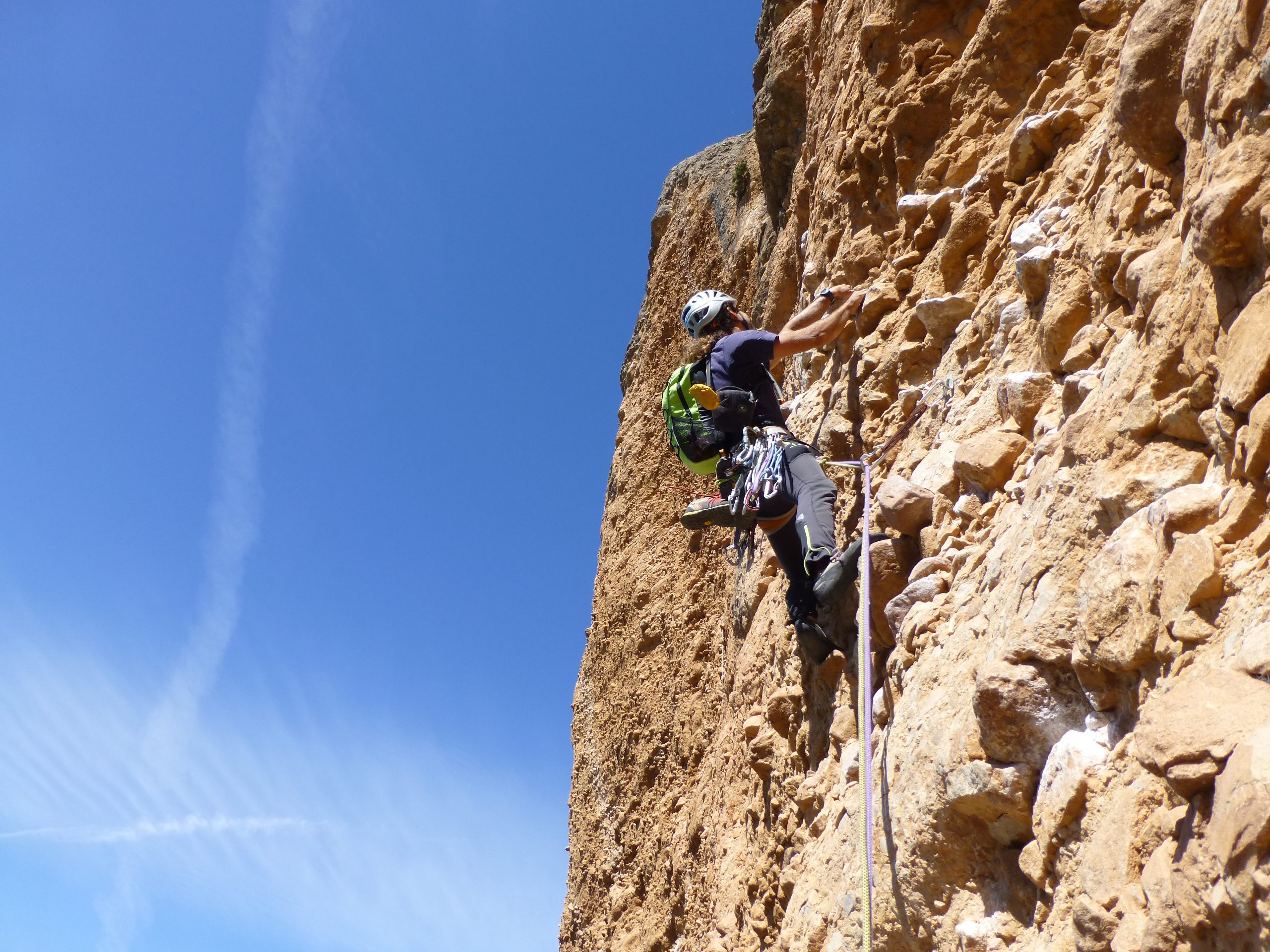 Escaladas en Riglos. Galletas al Fire y Jose Antonio Sanz al Mallo Frechín